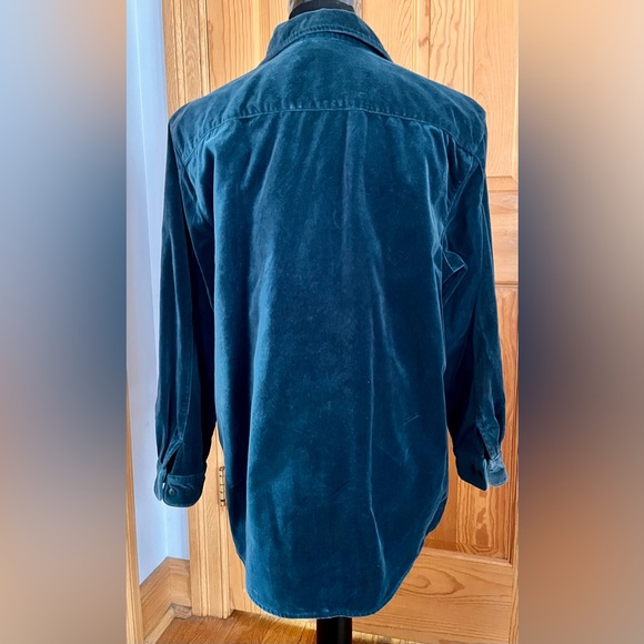 LL Bean Women's Teal Button Front Velvet Soft Cotton SZ M Blouse Top Shirt Cozy - Picture 12 of 17